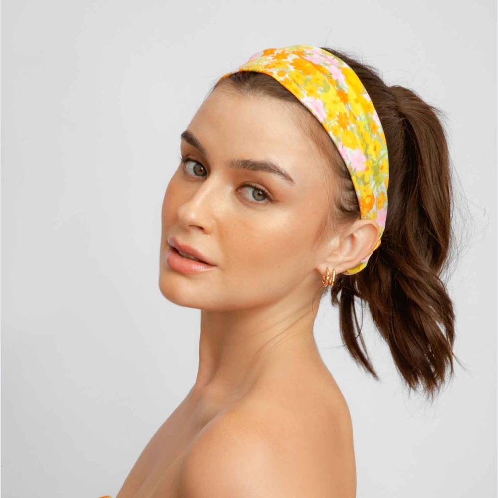Blackbough May Flowers Headband Yellow Pink Floral Elastic Hair Accessory